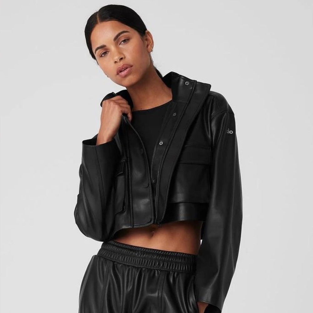 ALO Faux Leather Power Hour Jacket XS